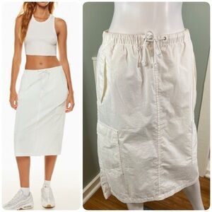 TNA Squad Cargo White Midi Drawstring Midi Skirt Small S Utility 90s Style